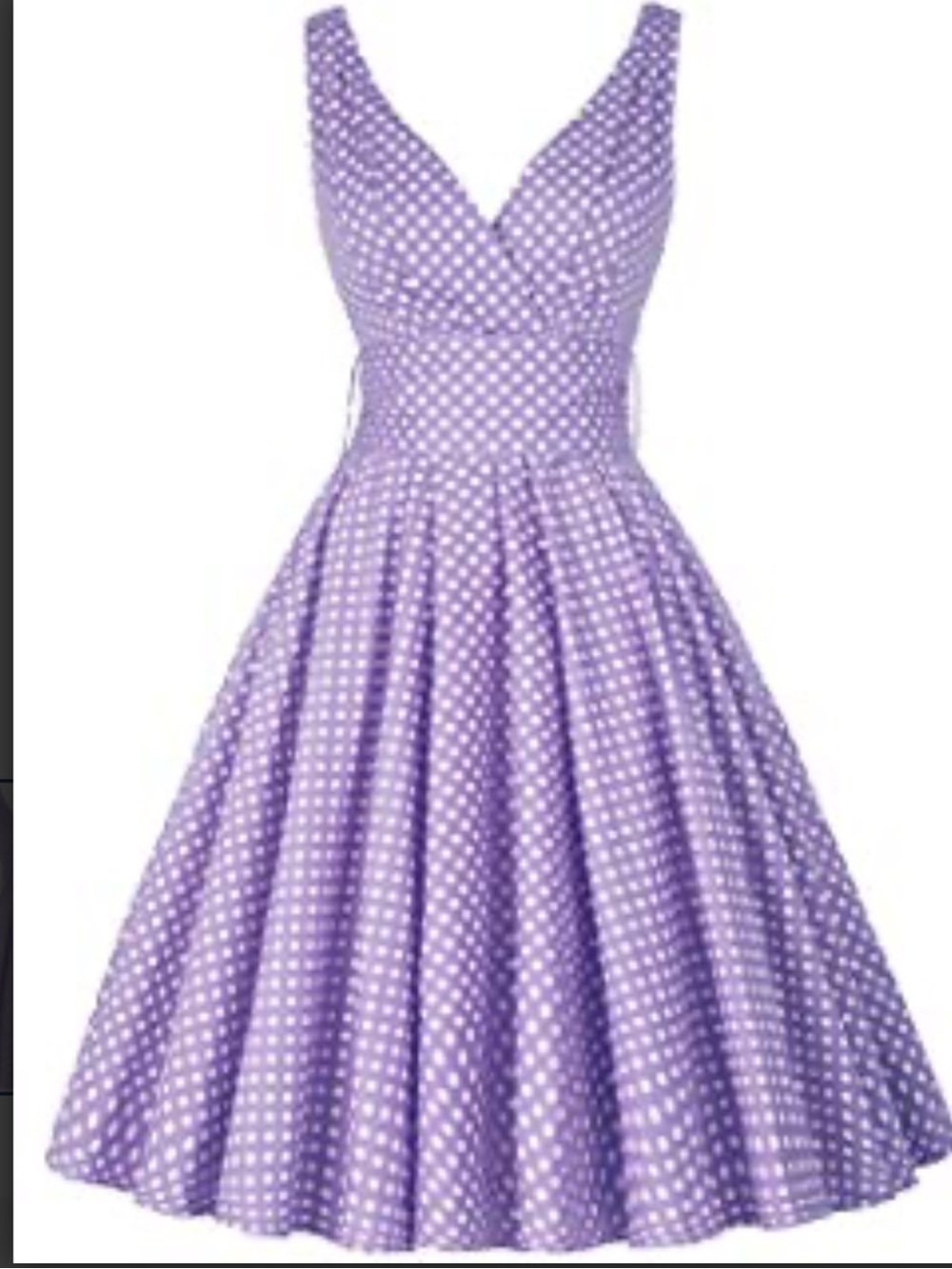 Grace Karin Lavender Polka Dot V-Neck Midi Dress Retro size Small
